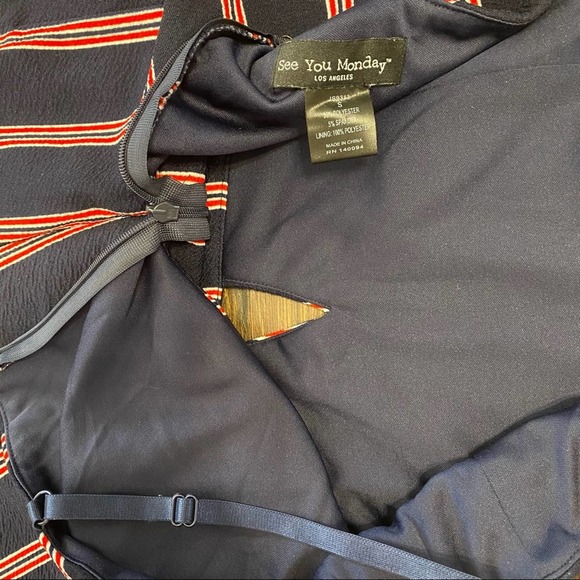 See you Monday striped cropped jumpsuit romper size small - Picture 5 of 10